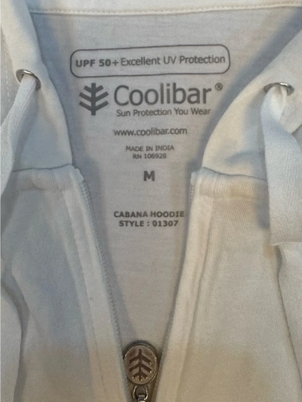 Coolibar Women’s Long Cabana Hoodie in White With Sun Protection UHF 50 Size M